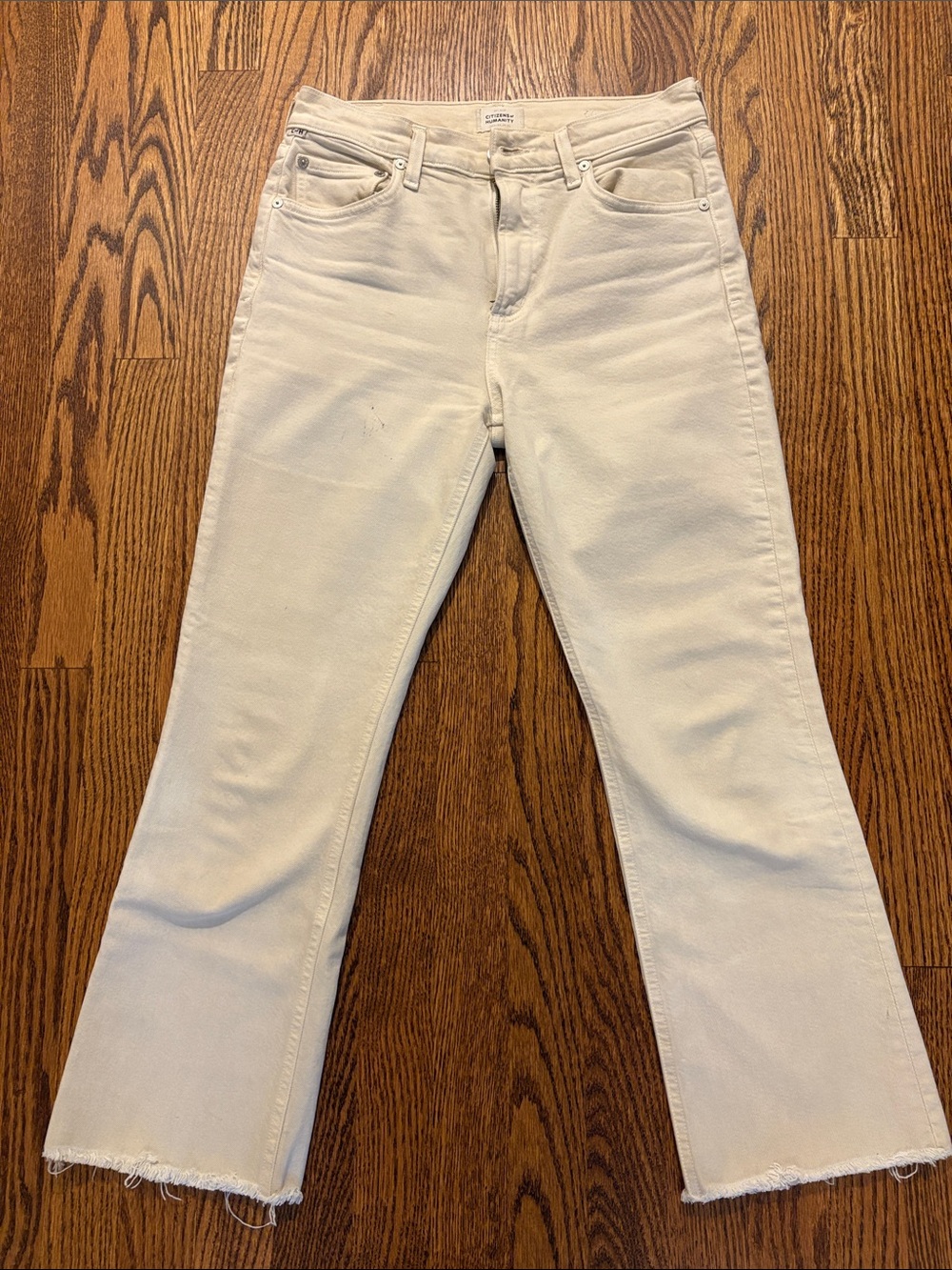 Citizens Of Humanity Cream Cropped Straight Jeans